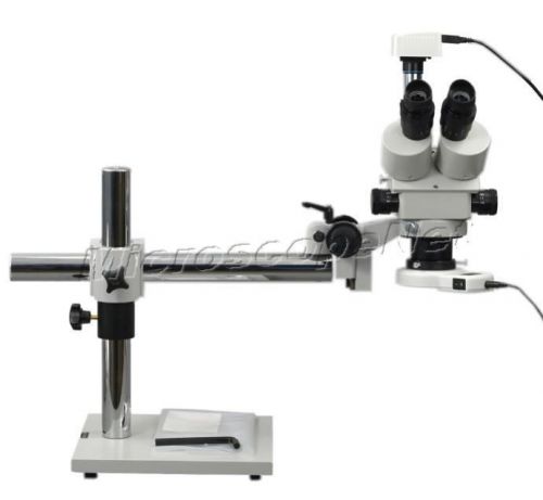 3.5X-90X Trinocular Boom Stand Zoom Stereo Microscope+1.3MP Camera+54 LED Light