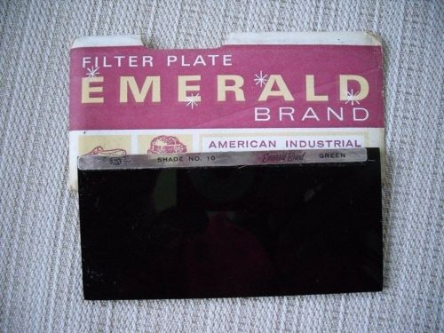 vintage filter plate Emerald brand green Glass Shade 10 Lens Plate Welding