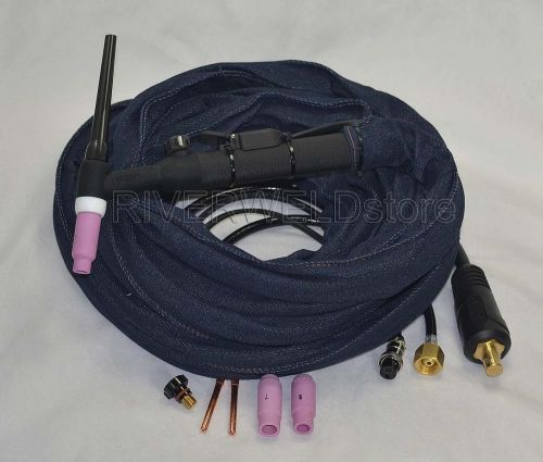Wp-26f-25r 25&#039; 7.6 meter 200amp air-cooled tig welding torch flexible head body for sale