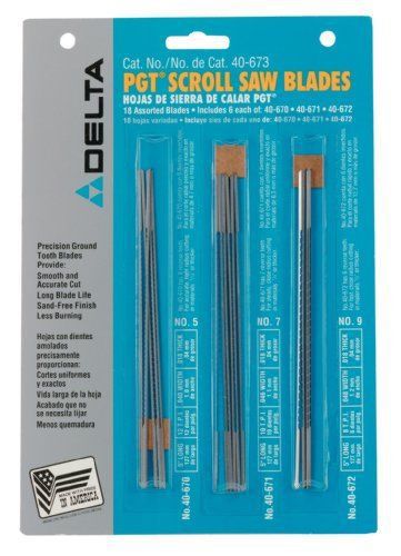 DELTA 40-673 Package of 18 Assorted PGT Scroll Saw Blades