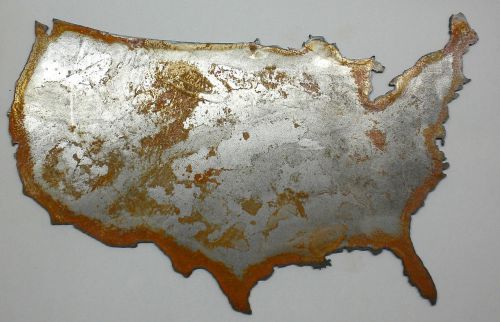 12 Inch USA Country Shape Rough Rusty Metal Vintage Stencil Ornament Magnet