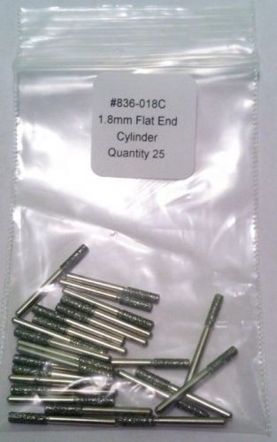 Bag of 25 1.8mm Coarse Diamond Dental Bur Cylinder Drill Glass Fits Dremel