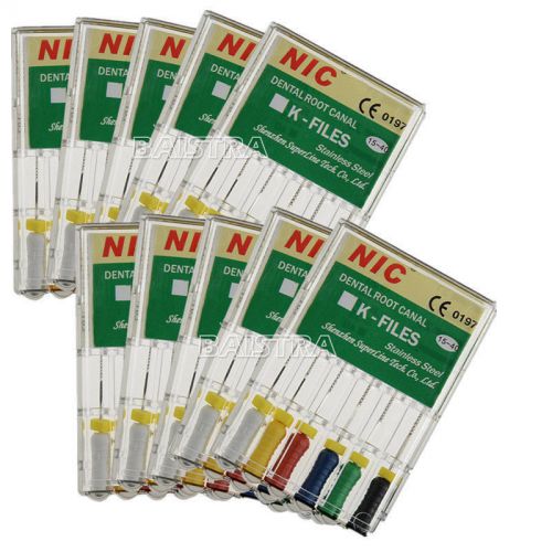 50 packs dental stainless steel hand use root canal  k-file #15-40 25mm for sale