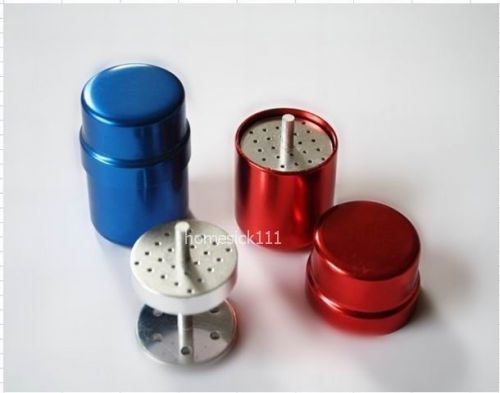 New and Bur Holder Stand Autoclave Disinfection Box 28 holes Red  blue silver1PC