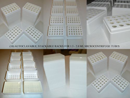 Microcentrifuge Tube Rack for 1.5-2.0ml Tubes, 24-place Autoclavable White10 pk