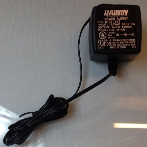 RAININ 6100-063 DV-61AR EDP Wall Power Supply 100-130V 50-60Hz AC Adapter 6VDC