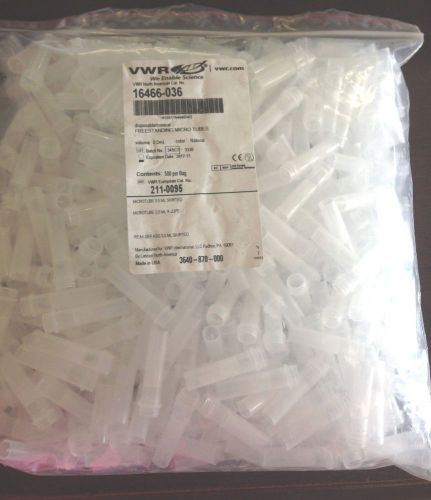 Vwr freestanding disposable micro tubes 0.5 ml 16466-036 qty 500 *brand new* for sale