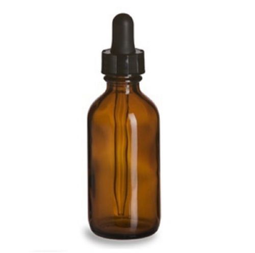 12pcs- 2 oz boston round glass bottle amber(60ml) - w/glass dropper for sale