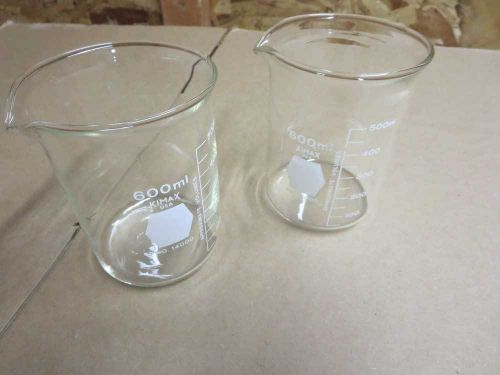 (lot of 2) kimax no. 14000 griffin beaker 600ml for sale