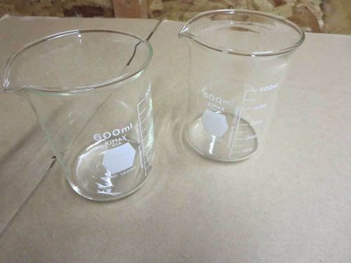 (Lot of 2) Kimax No. 14000 Griffin Beaker 600mL