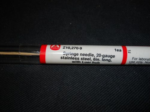 Sigma aldrich 20ga stainless steel 6in syringe needle w/ luer hub, z10270-9 for sale