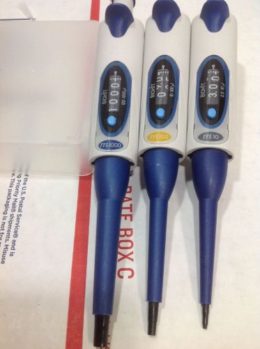 Set of 3 biohit mline single channel pipette m10, m100, m1000, #4 for sale