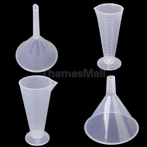 75mm + 150mm funnel &amp; 100ml + 250ml beaker measuring cup for kitchen lab measure for sale