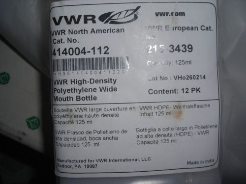 New vwr 414004-112 high density polyethylene wide mouth bottle 125ml 12 pack for sale