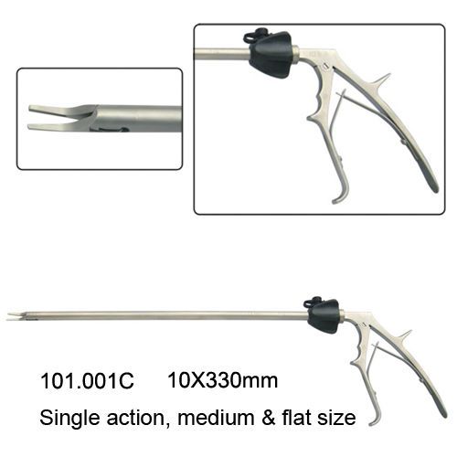 New Clip Applier Single Action 10X330mm Laparoscopy //*Medium-Flat size