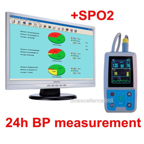 SpO2 Ambulatory Blood Pressure BP Monitor+24h BP Holter ABPM with Cuff&amp; Software