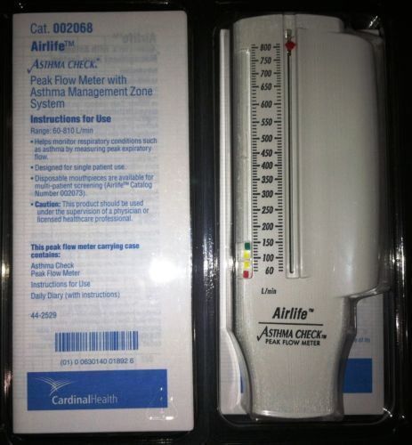 10 PER BOX Airlife Asthma Check Peak Flow Meters Ref# 002068
