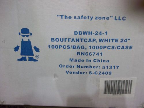 NEW IN BOX BOUFFANT WHITE CAP 1000 CASE DBWH-24-1 RN66741 MEDICAL LAB  (II1)