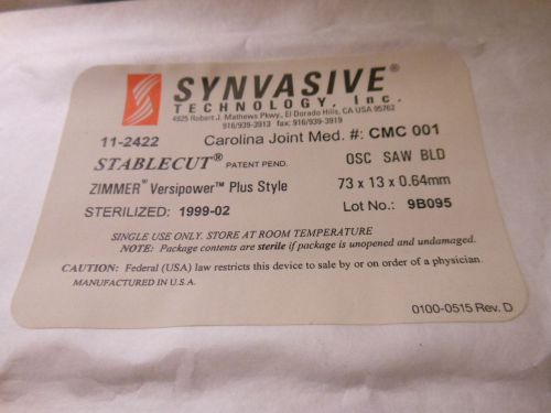 FIVE ZIMMER 11-2422 SYNVASIVE STABLE CUT OSC SAW BLADE (73X13X0.64mm)