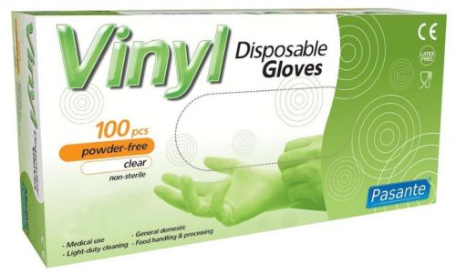 Brand new pasante vinyl disposable gloves, clear, small (100) for sale