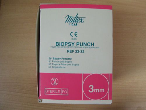 ! miltex sterile dermal biopsy punch 3mm ref 33-32 lot of 34 for sale