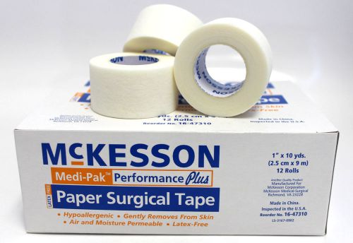 24 BOX McKESSON PAPER SURGICAL TAPE 1&#034; x 10 YDS MEDICAL LATEX FREE 288ROLLS