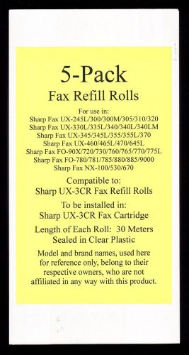 5-pack UX-3CR Fax Refill Rolls for Sharp UX-330L UX-335L UX-340 UX-340L UX-340LM