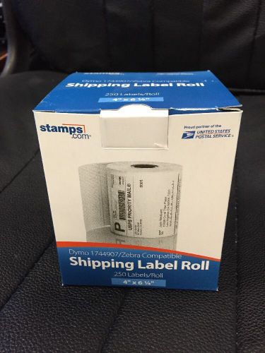 Dymo/zebra comparible shipping label roll,250labels, 4&#034;6 1/4&#034;, free 2d shipping
