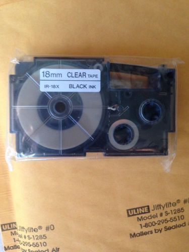 1  NEW CASIO  IR-18X  18mm. Clear/black Label Tape