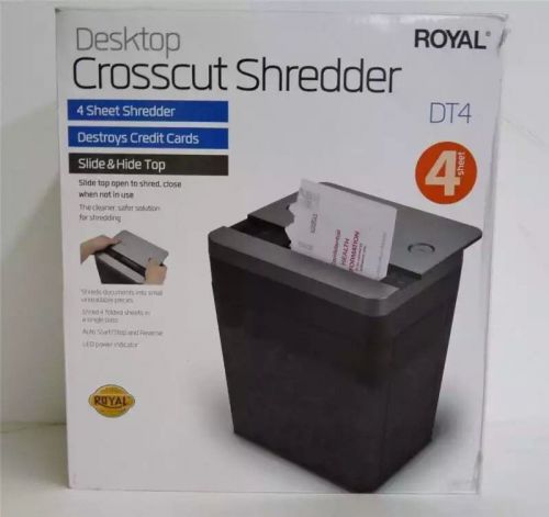 ROYAL Desktop Crosscut 4 Sheet &amp; Credit Card Shredder Slide &amp; Hide Top Model DT4
