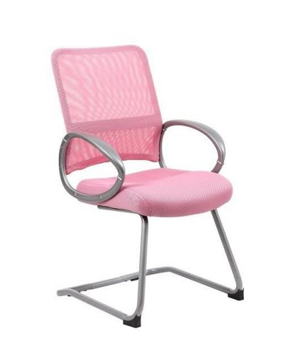 B6419 boss pink mesh back with pewter finish office guest chair for sale