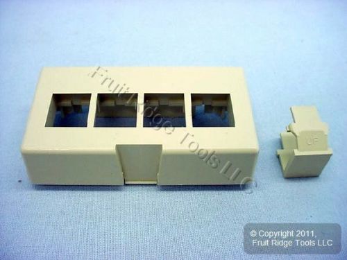 Leviton ivory quickport 4-port cubicle wallplate data faceplate deep 49900-ei4 for sale