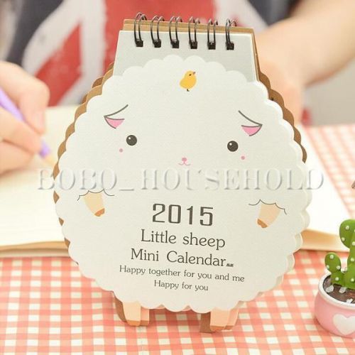 2015 Little Sheep Mini Office Desktop Planner Monthly Stand Flip Desk Calendar