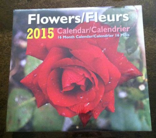 2015 Wall Desk 16 Month Calendar - Flowers - Brand New