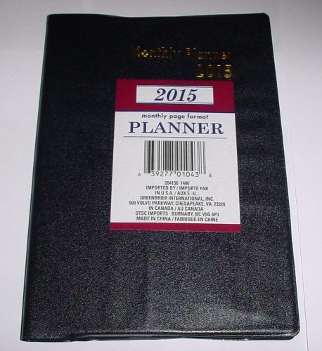 Black 2015 Monthly Daily Planner - Organizer - Address Phone Number Book 5&#034;x7.5&#034;