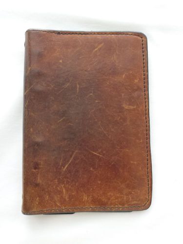 Leather 6 Ring Binder Notebook Organizer Brown with Today Bookmarks Vintage