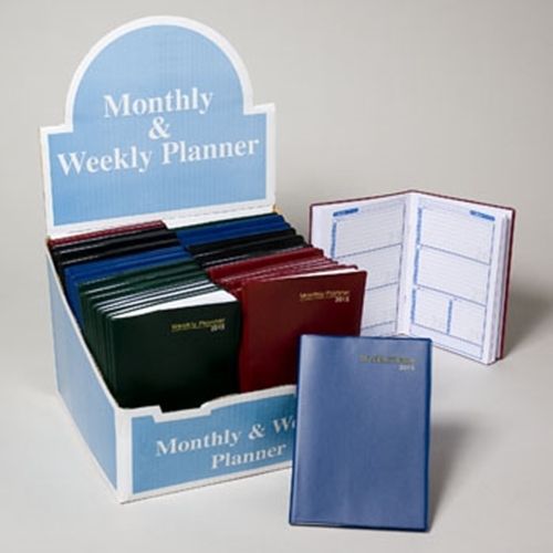 PLANNER MONTHLY/WEEKLY 2015 5.25 X 7.6 4ASST VINYL LEATHER-, Case of 72