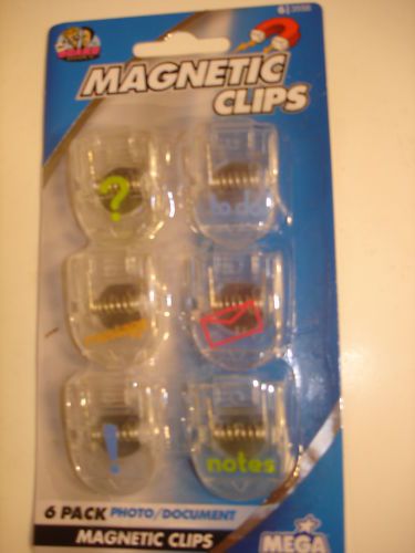 New Clear Magnetic Clips-Photo-Document-Note Holder 6Ct