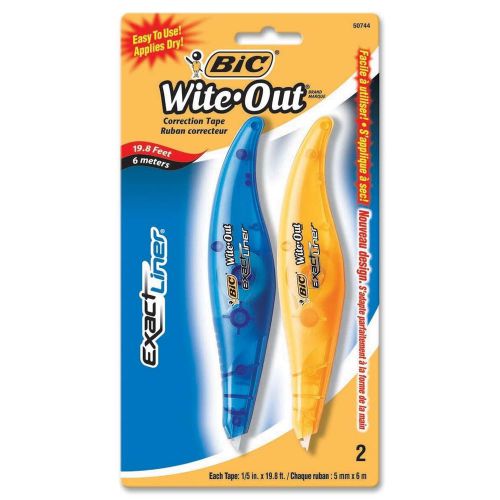 BIC Wite-Out Exact Liner Correction Tape Pen, Odorless, 2/Pack, BICWOELP21
