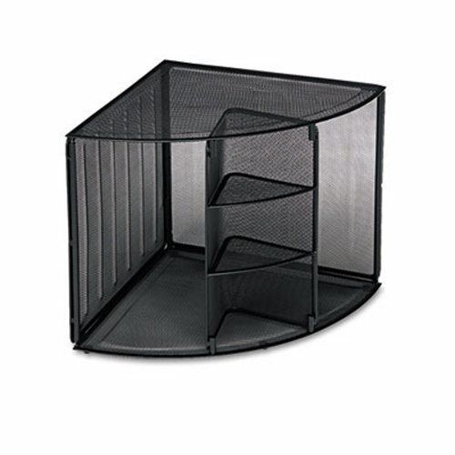 Rolodex Mesh Corner Desktop Shelf, Five Sections, 20 x 14 x 13, Black (ROL62630)