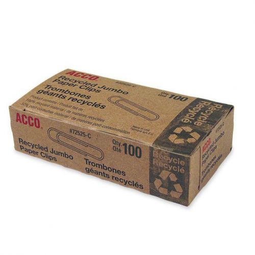 050505725250 recycled paper clips no 4 1 13 23&#034; size jumbo 100 bx (6 boxes) for sale