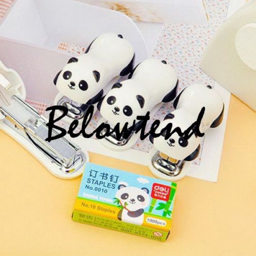 Cute Panda Office Student Small Mini School Home Stapler Staples Set Plastic