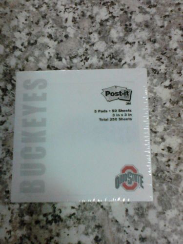 3M ~ POST-IT NOTES&#034;OHIO STATE ~ BUCKEYES&#034;(5 Pads/50Sheet Ea =250 Sheets ~ 3&#034;x3&#034;)