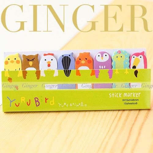 Yuru Bird Funny 120 Pages Sticker Post It Bookmark Mark Memo Flags Sticky Notes