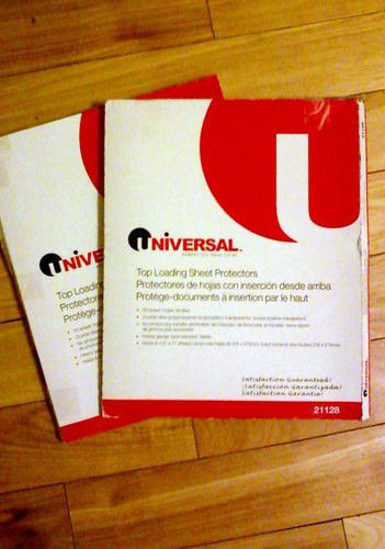 2 pkg universal top loading sheet protectors.-100 total- pkgs worn- sheets new for sale