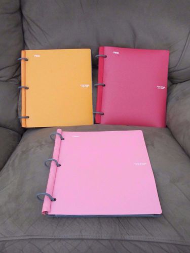 Lot of 3 notebinders used mead/five star 1&#034; each (orange/pink/red) binders only for sale