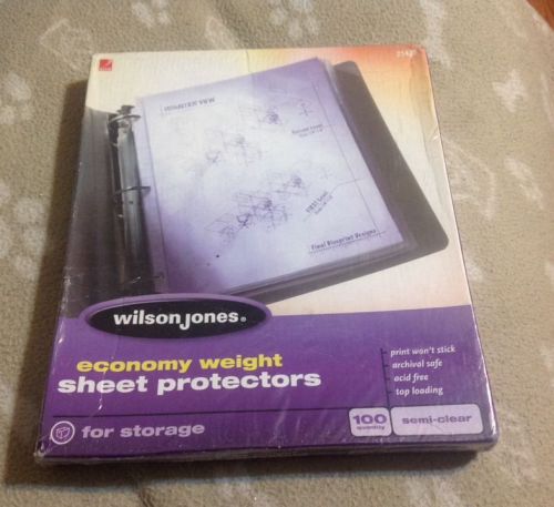 Wilson Jones Economy Weight Sheet Protectors 100 Semi-Clear 21423 NIP C27