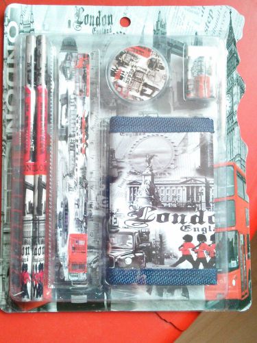 London school souvenir, wallet ruler eraser pencil sharpener set, christmas gift for sale