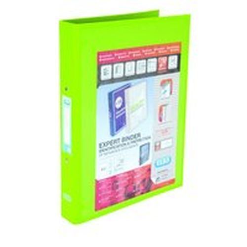 Pack 10 Elba Ring Binder PVC Clear Front Pocket 2 O-Ring Size 25mm A4, Lime