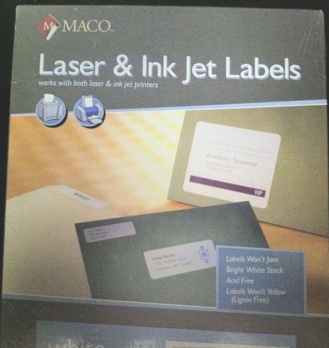 8000 Maco 4&#034; x 1&#034; ML-2000 White Laser Inkjet Mailing Labels  New Sealed packages